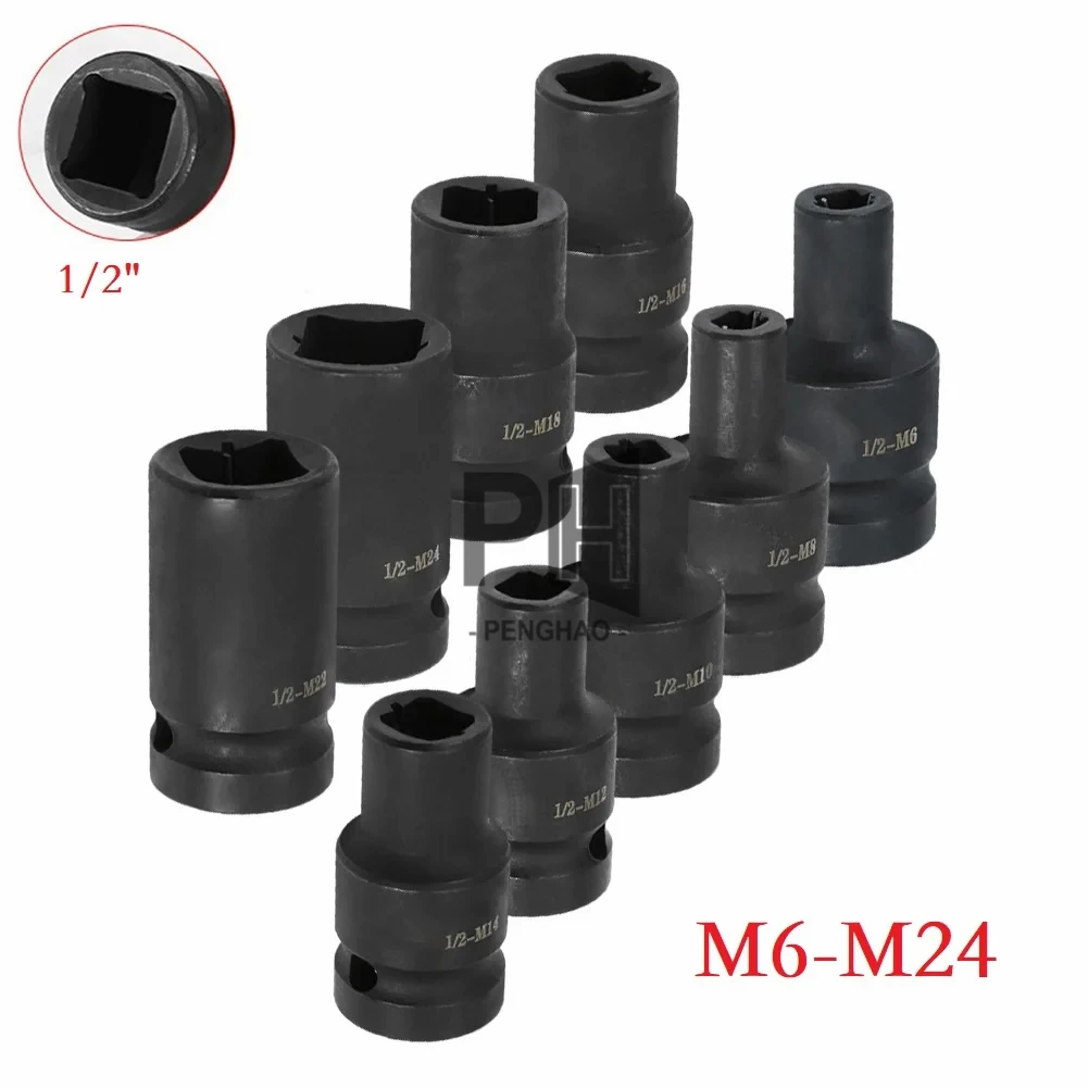 High Quality Steel 1/2 Inch Square Tap Socket M6-M24 Square Driver Tap Die Socket Adapter Pumatic Ratchet Wrench
