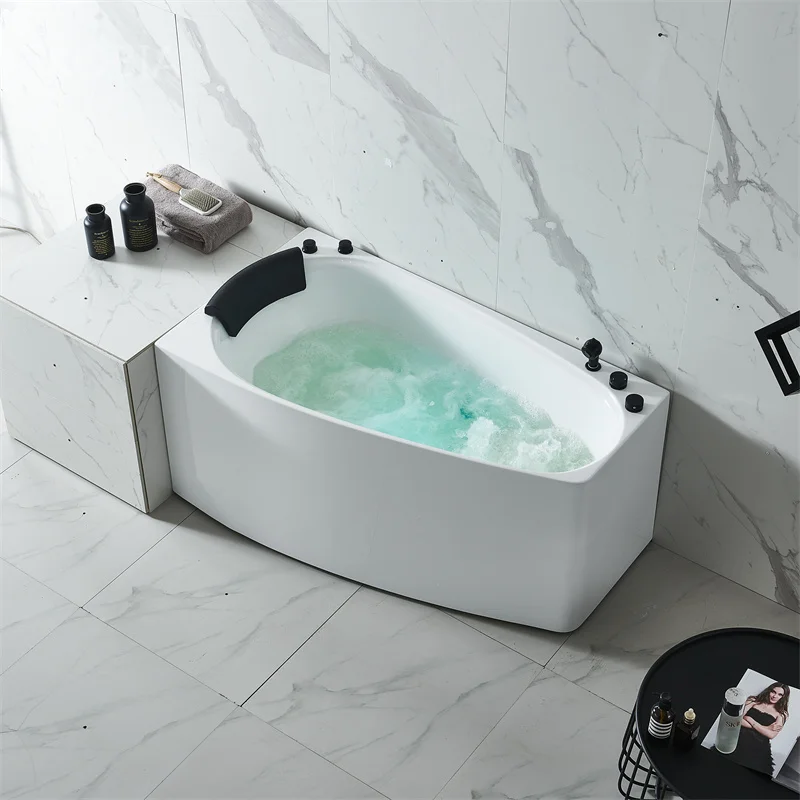 Luxury Hotel Modern Stand Alone Corner Jetted Bath Tub Massage Spa Corner Whirlpool Hot Tub