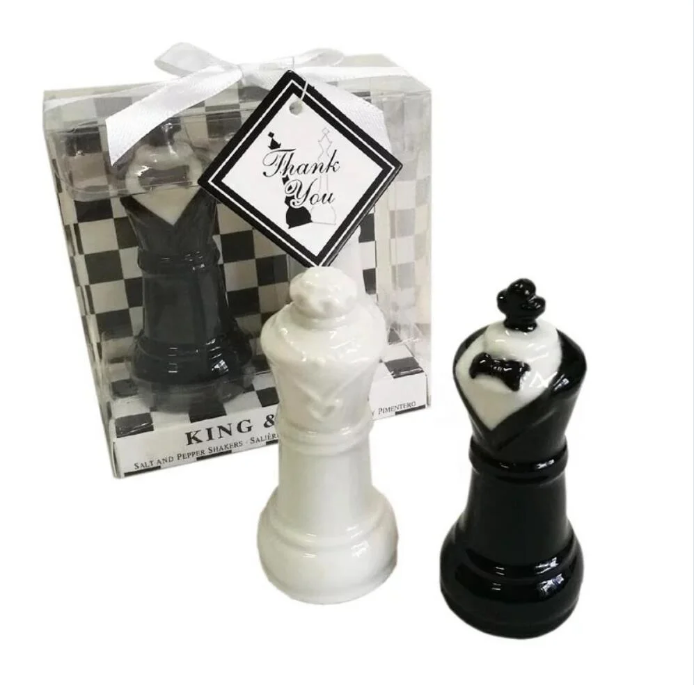 Promotion 30 sets/lot Wedding Gifts for Guests, King and Queen  chess Salt and Pepper Shaker, Bride and Groom salt pepper shaker
