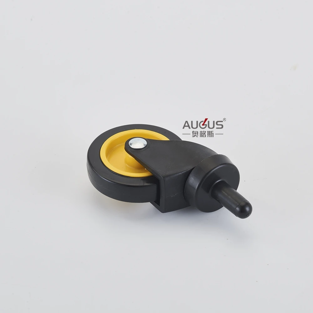 3 Inch Black PVC Yellow Core Household and Wringer Plastic Caster Wheels For Plastic Trolley Cart