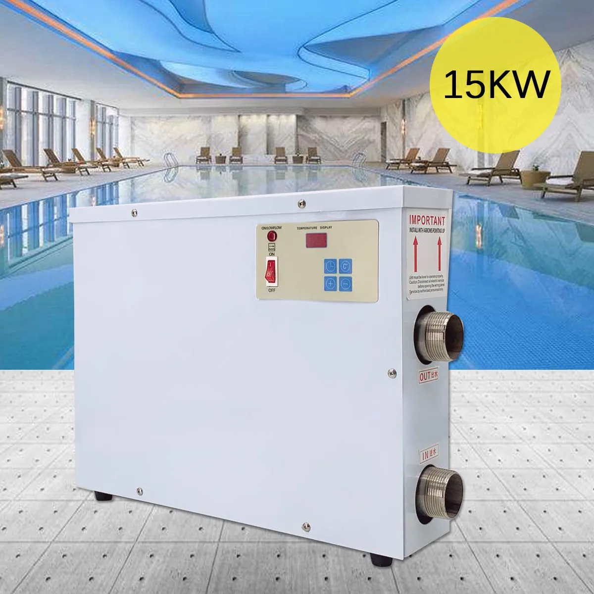15KW 220V Spa Water Heater Pump Heating System Electric Swimming Pool Thermostat