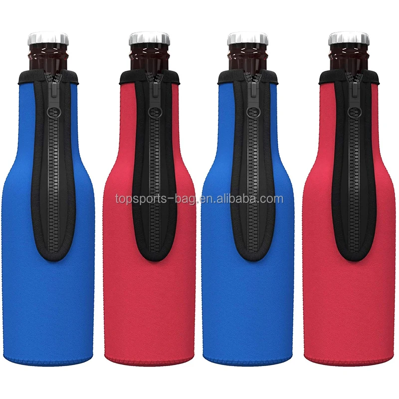 Thick Zipper Blank Neoprene Beer Bottle Holder Zip-up 12oz Beer Bottle Sleeve