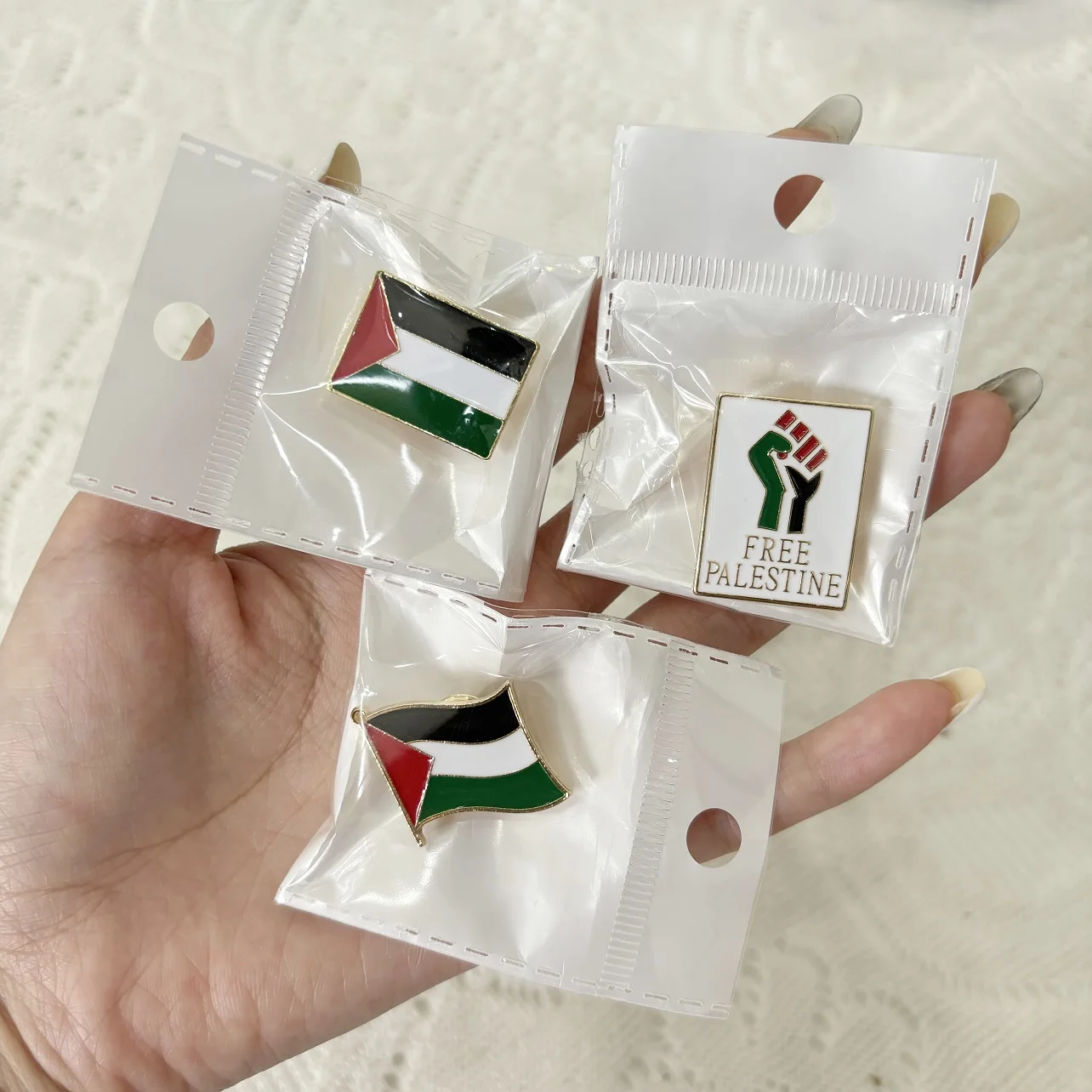 Metal Palestine Sticker Custom Map Logo Palestine Flag Pin Handala Brooch Europe Gold Plated Gift Promotion Folk Art Qatar Pin