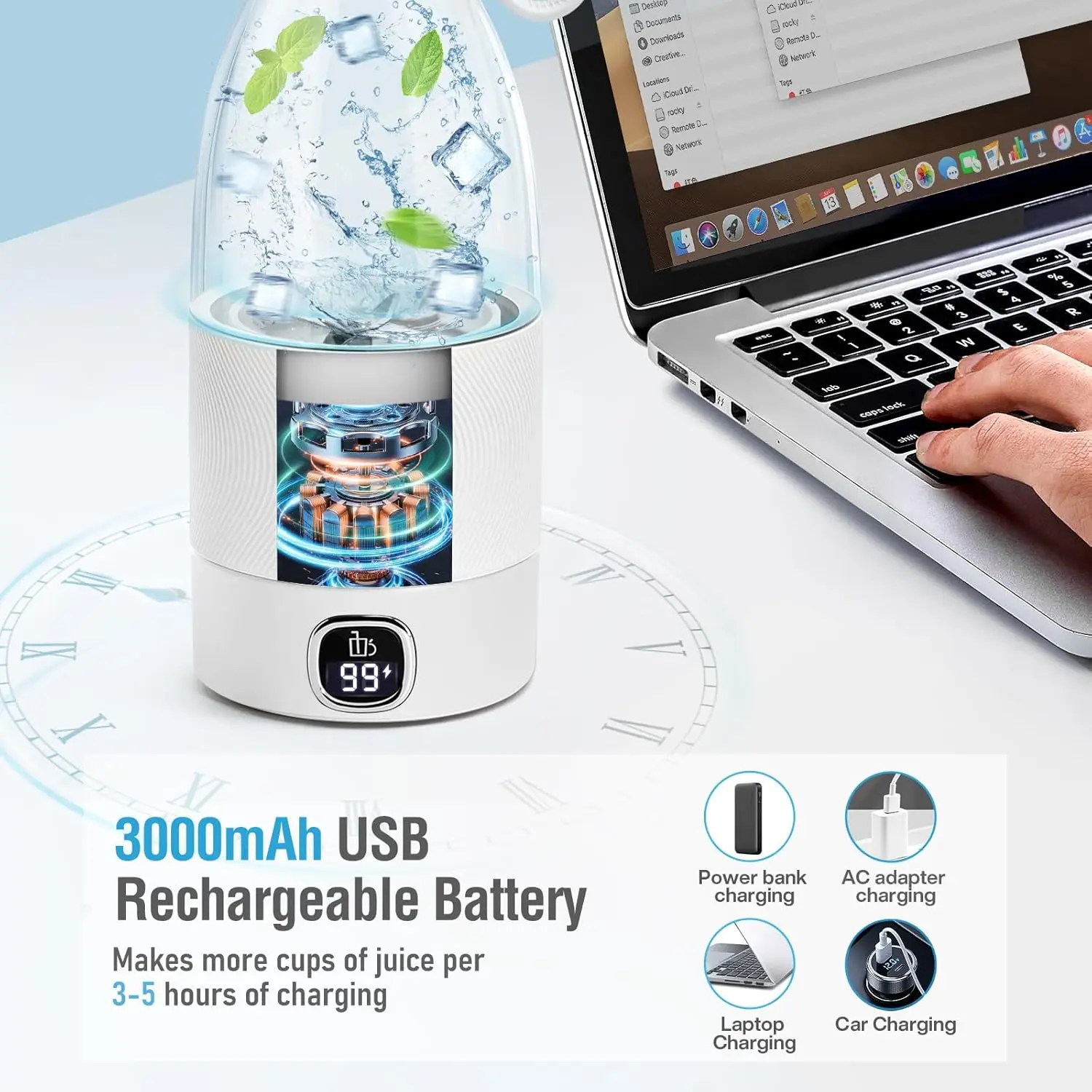 Electric Juicer Cup Portable Wireless USB Mini Blender with 6 Plastic Blades Juices Smoothies juicer machine fruit juicer