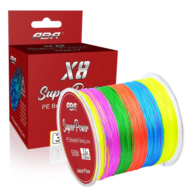 ABA lake fishing 500m 8 strands braided color coated fishing line pe line