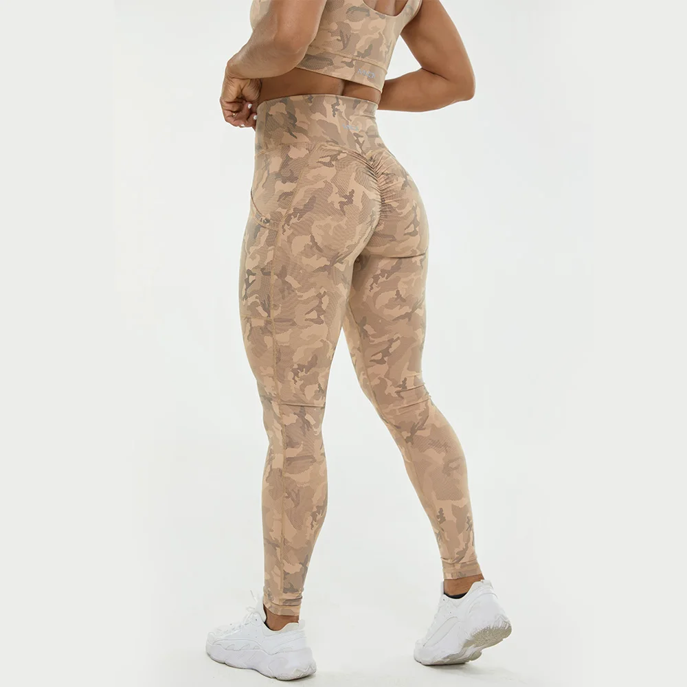 Женские спортивные Леггинсы Vitality для фитнеса, спортивные Леггинсы с высокой талией и камуфляжным принтом, леггинсы с карманами