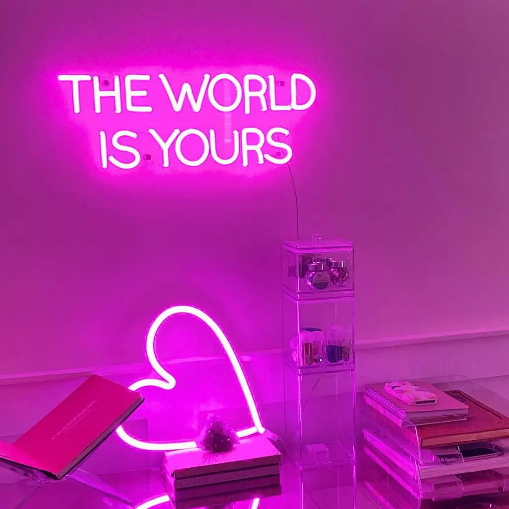  The world is yours неоновая лампа Светодиодная Светящаяся вывеска пользовательские для организаций и магазинов украшение