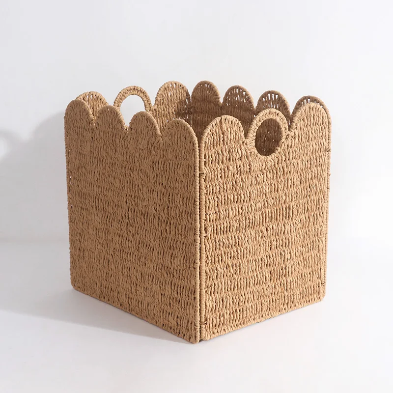 New Arrival Hand-Woven Paper Rope Foldable Storage Basket Multifunctional for Living Room Home Storage
