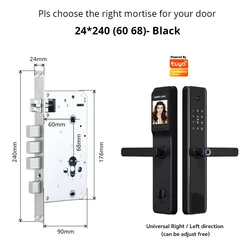 Tediton Safety Cat Eyes Camera View Electric Digital Big Gate Tuya Wifi Fingerprint Smart Door Lock