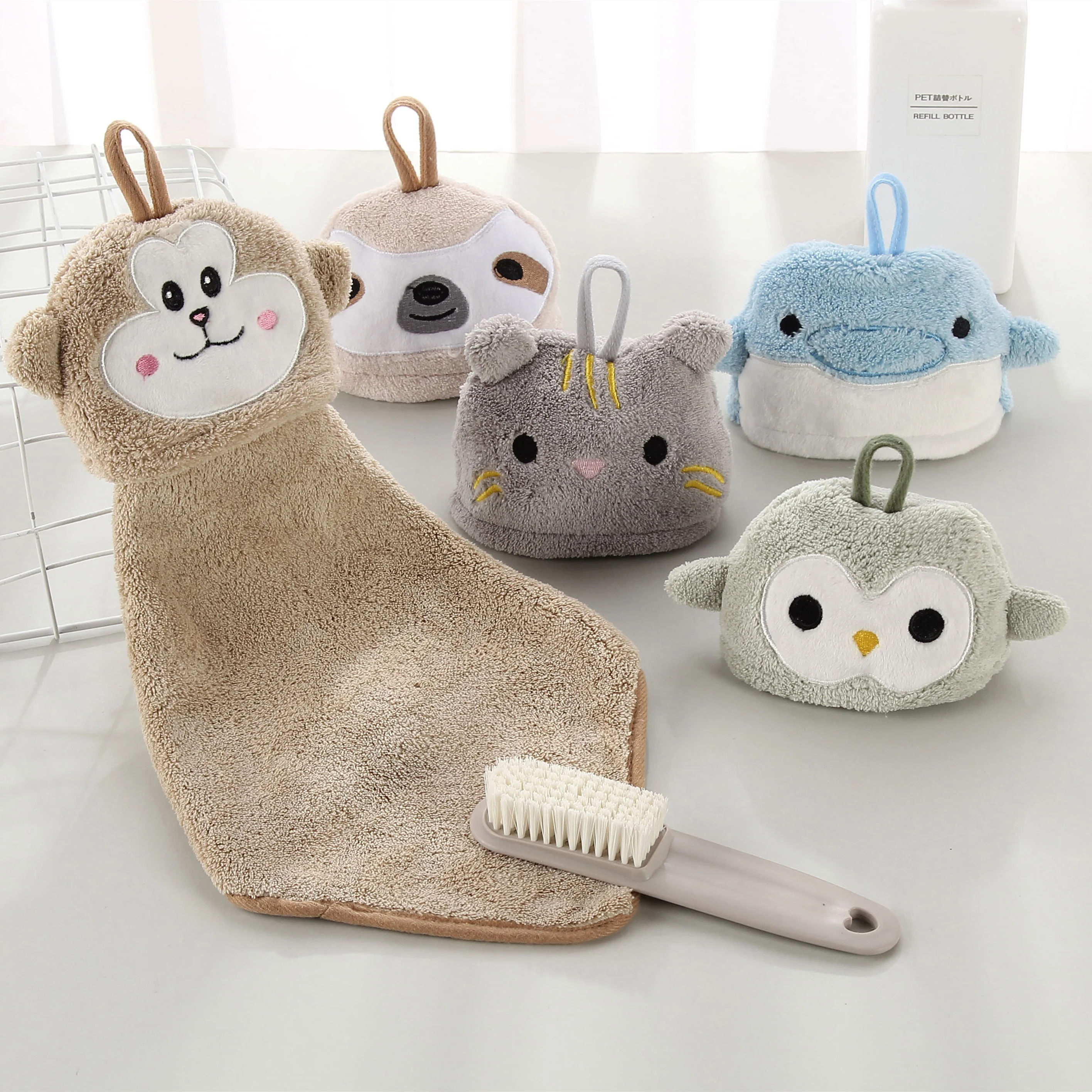 Полотенце для рук с мультяшной вышивкой животных, быстро сохнет, мягкая ткань для очистки, впитывающее кухонное полотенце для рук