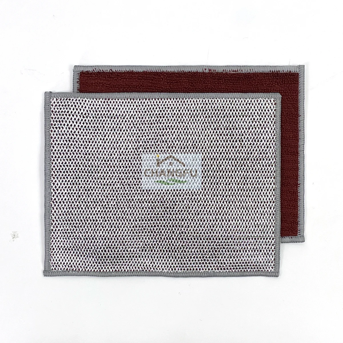 Silver Wire Stripe Double Side Cleaning Cloth Micro Fiber and Polyester Absorbent and Soft Dish washing Cloth