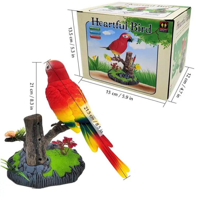 Electronic Bird Toy Simulation Parrot Move Chirp Realistic  Animal Pet Garden Office Decoration Kids Birthday Christmas Gifts