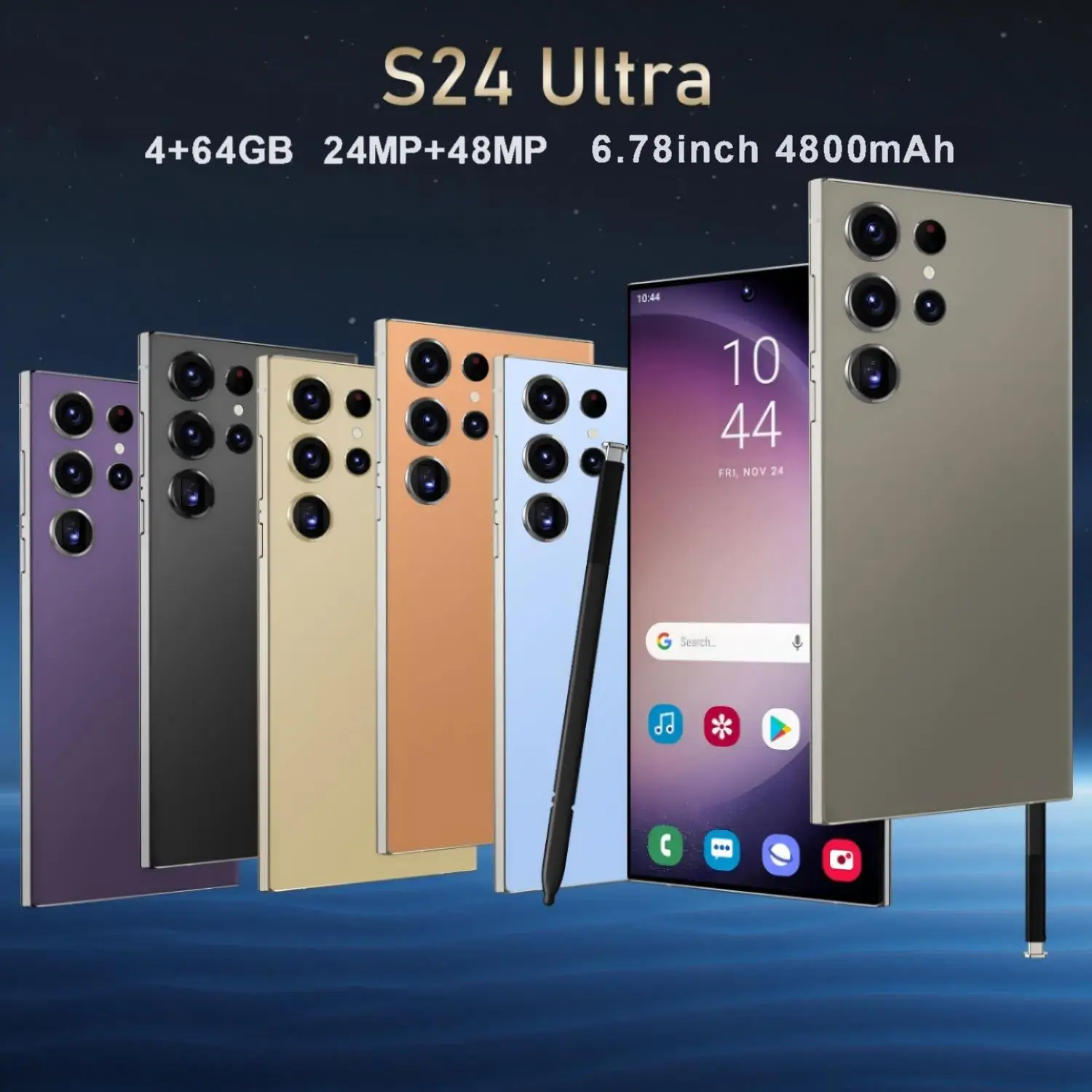 S24 ультра оригинальный 5g смартфоны HD камера красоты 4 ГБ + 64 6 78 дюймов Android игровой мобильный телефон