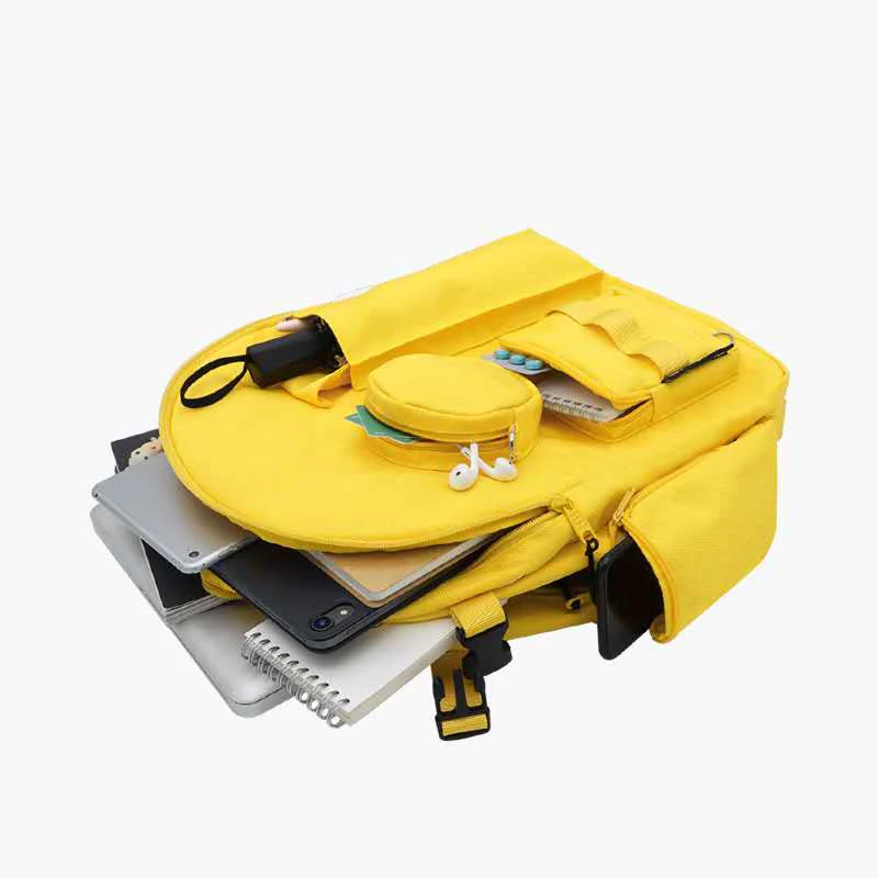 Настраиваемый водонепроницаемый желтый рюкзак для улицы, женский черный студенческий рюкзак