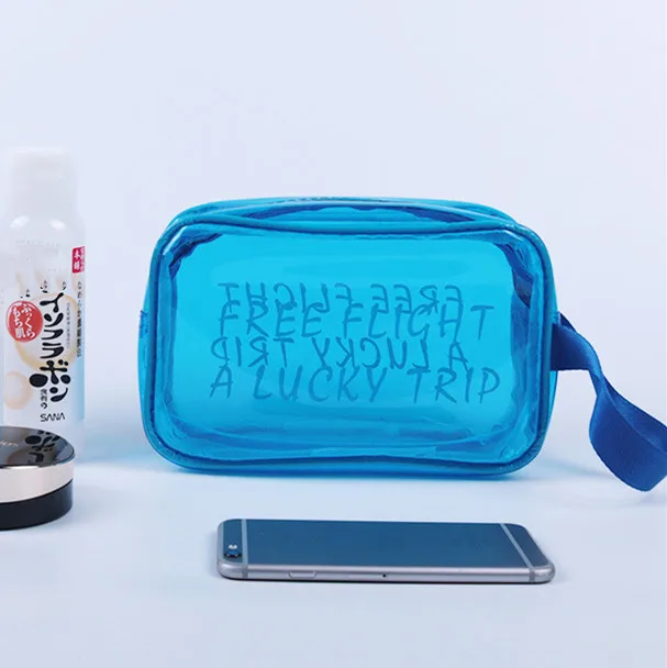 Wholesale customized pvc thickened new portable square wash bag makeup bag large capacity female beach with printed logo