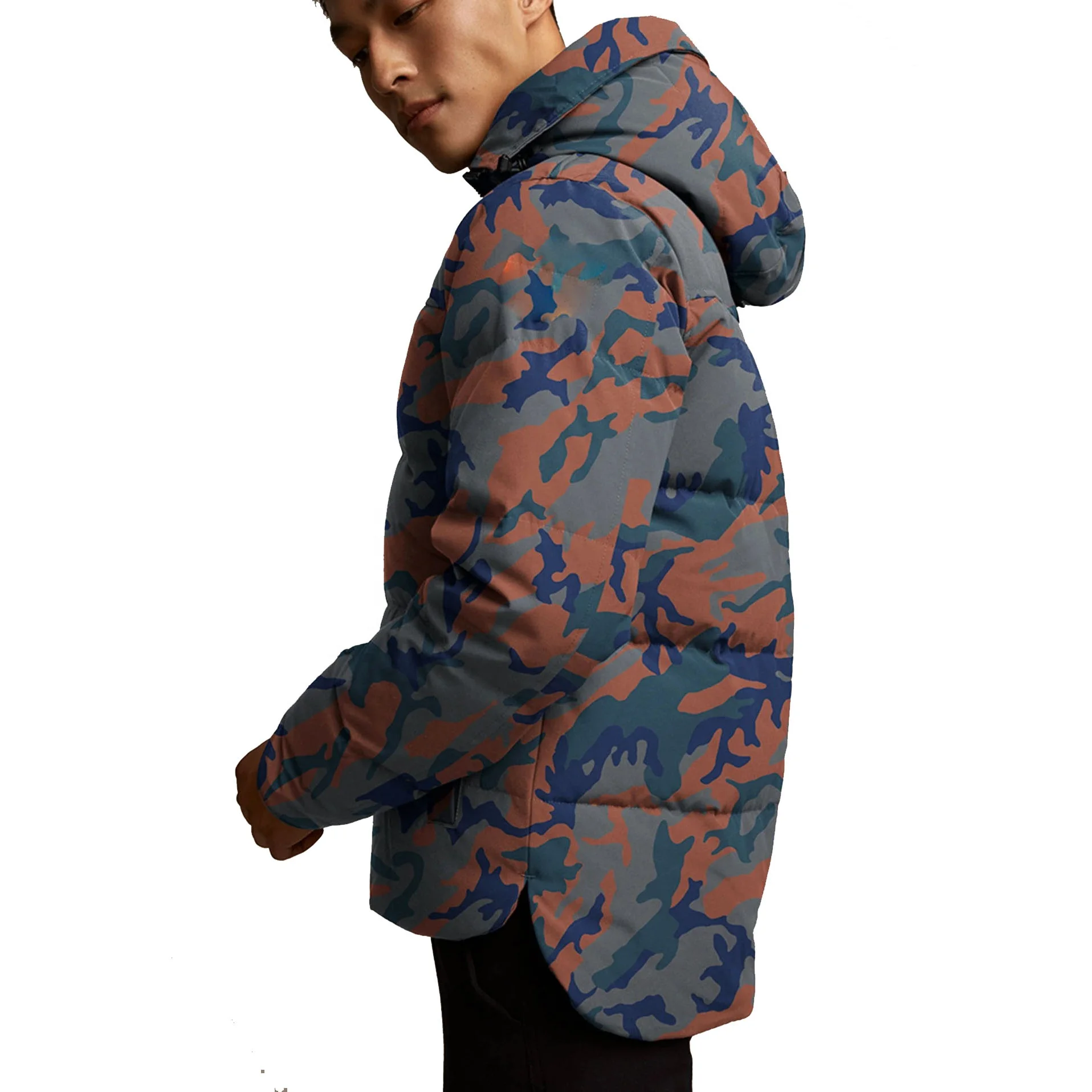 High Quality Winter Down Jacket Wholesale Men Outdoor Wear Camo Print Parka