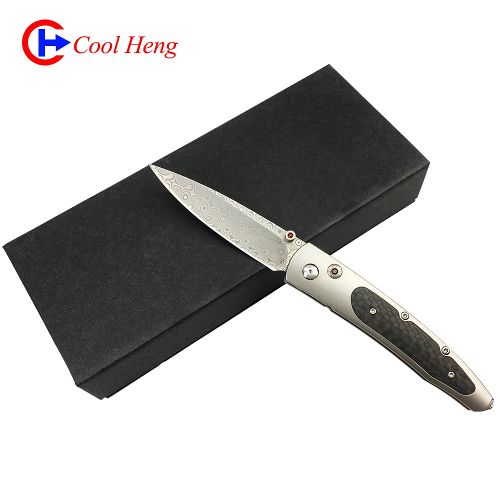 
Titanium alloy carbon fiber Damascus pocket knife Folding knife 