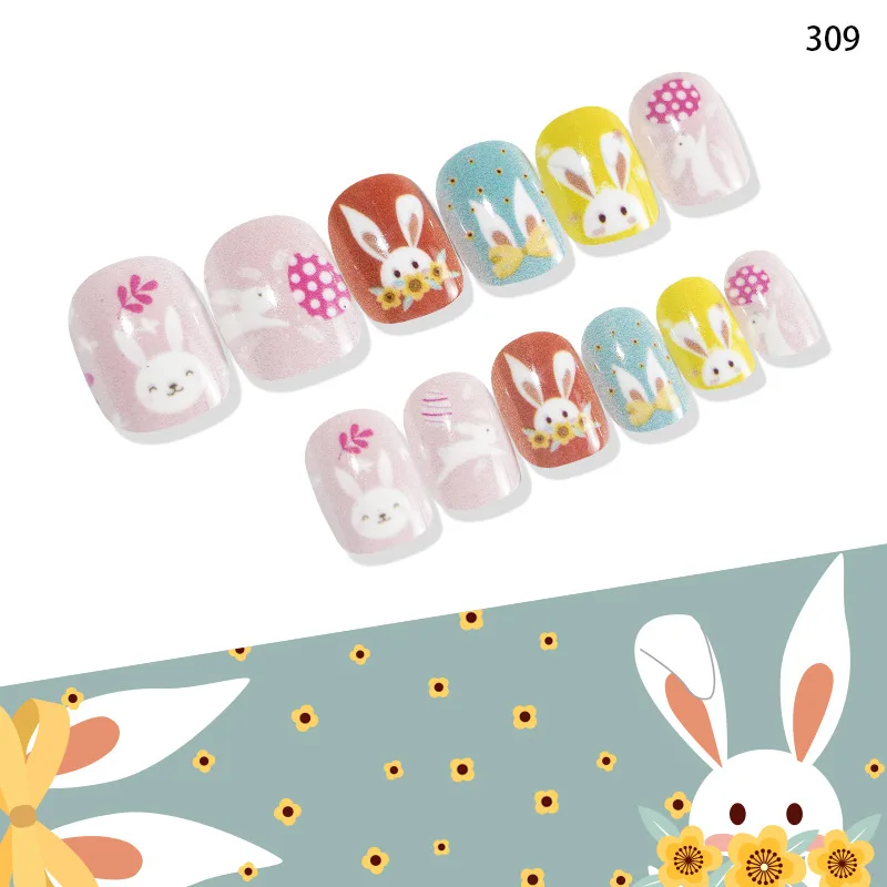 24 pcs Kids Press on Nails Cute Design Artificial Fingernails Customize Packaging