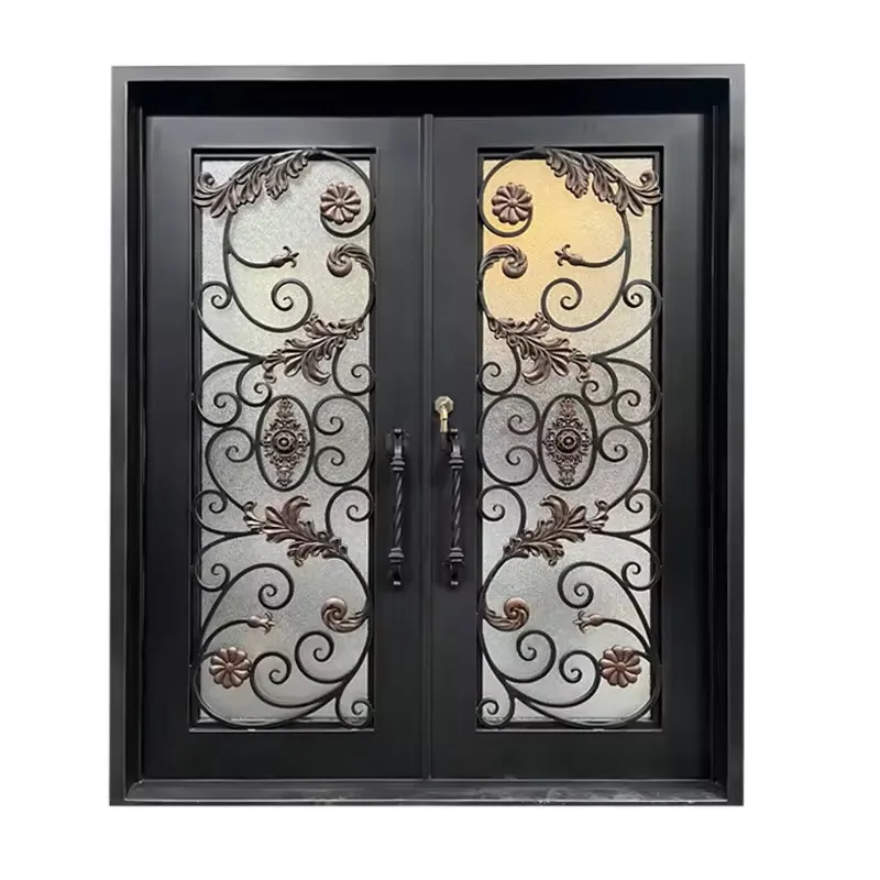 Entrance door iron front door gate design steel grill wrought iron door for home