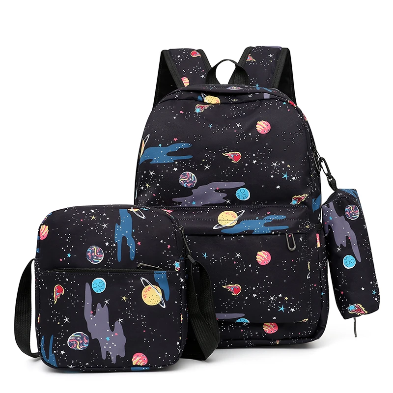 Fruit star printing 3 pcs pieces in 1 girl schoolbag backpack rucksack for laptop bagpack set for teenager