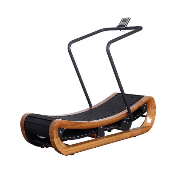 Беговая дорожка, коммерческое оборудование для тренажерного зала, для кардио-бега, фитнеса, деревянная ручная изогнутая беговая дорожка по дереву