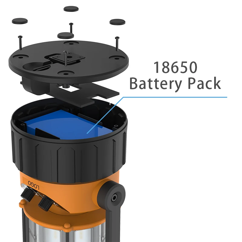 Factory Wholesale 48w Spotlight Built-in 18650 battery pack rechargeable Warning light portable camping lamp led