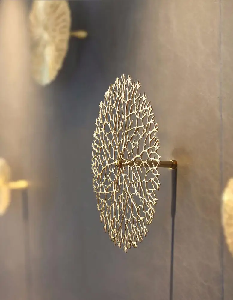 Free Combination Round Gold Coralline Shape Brass Alloy Wall Decoration