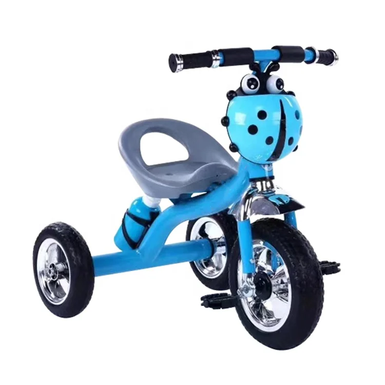 metal curved frame child tricycle with music basket tricycle with bottle blue color