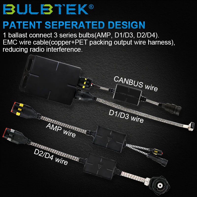 BULBTEK function hid canbus slim ballast 35w xenon kit fast start hid headlight t5 d1 d3