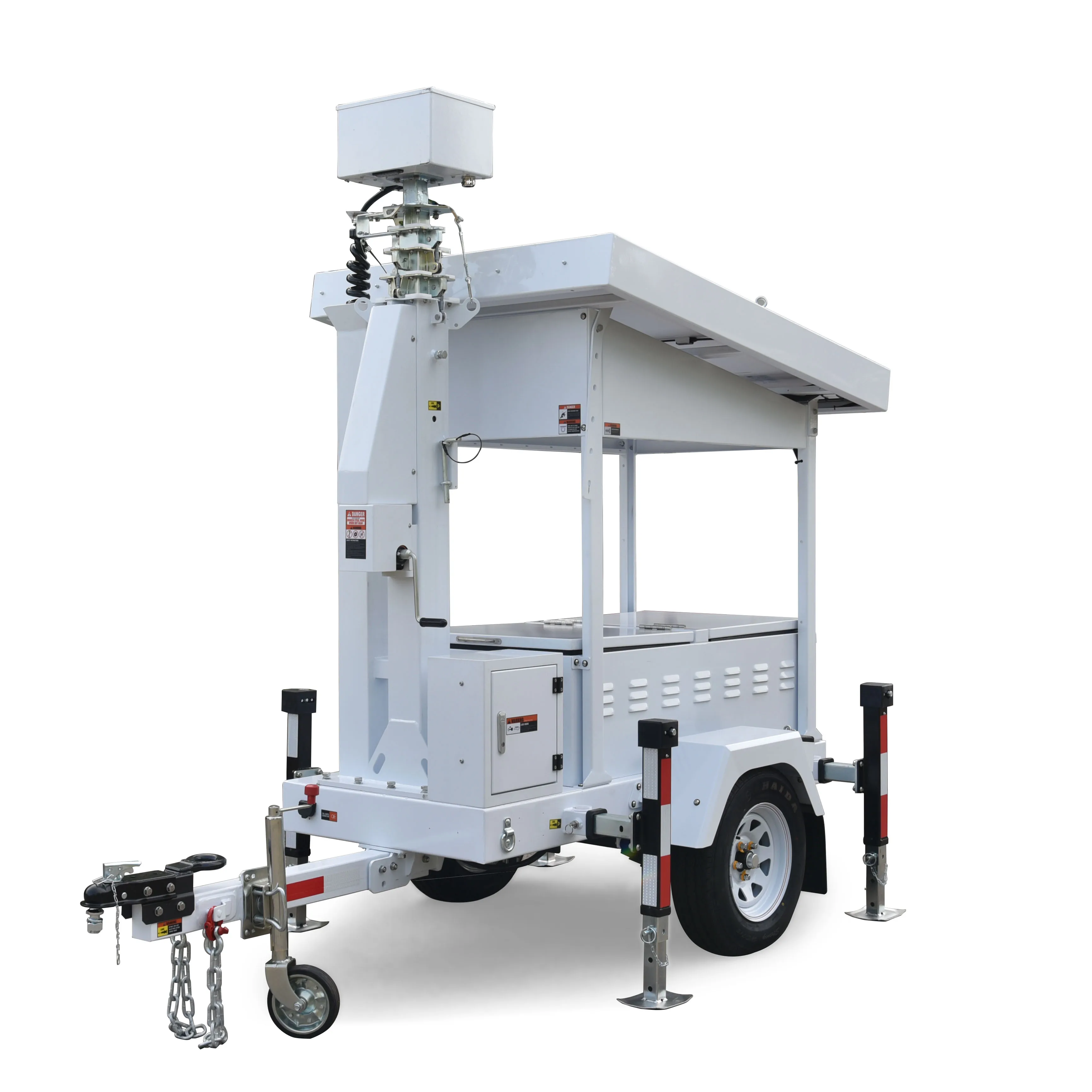 Mobile Surveillance Trailer Solar with 7M Manual Mast and 400 Ah Battery