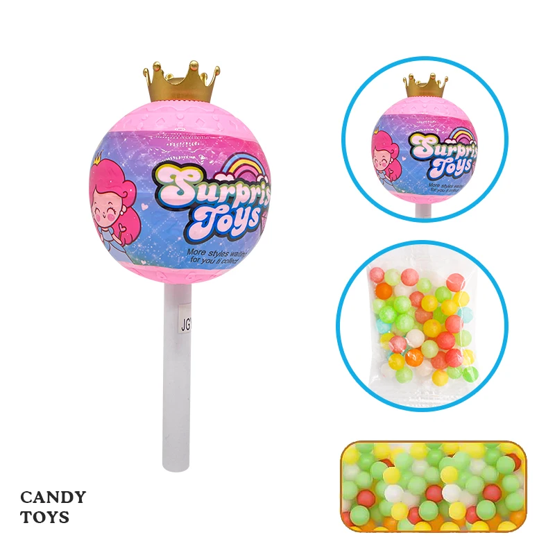 Plastic sugar container big lollipop shape surprise doll educational candy toys for girls