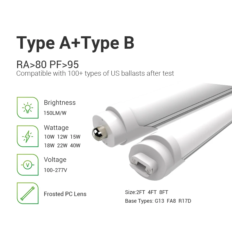 T8 Tubes 4ft 1200mm Type a and B Led Tube Lighting T8 Led Tube with DLC ETL Listed