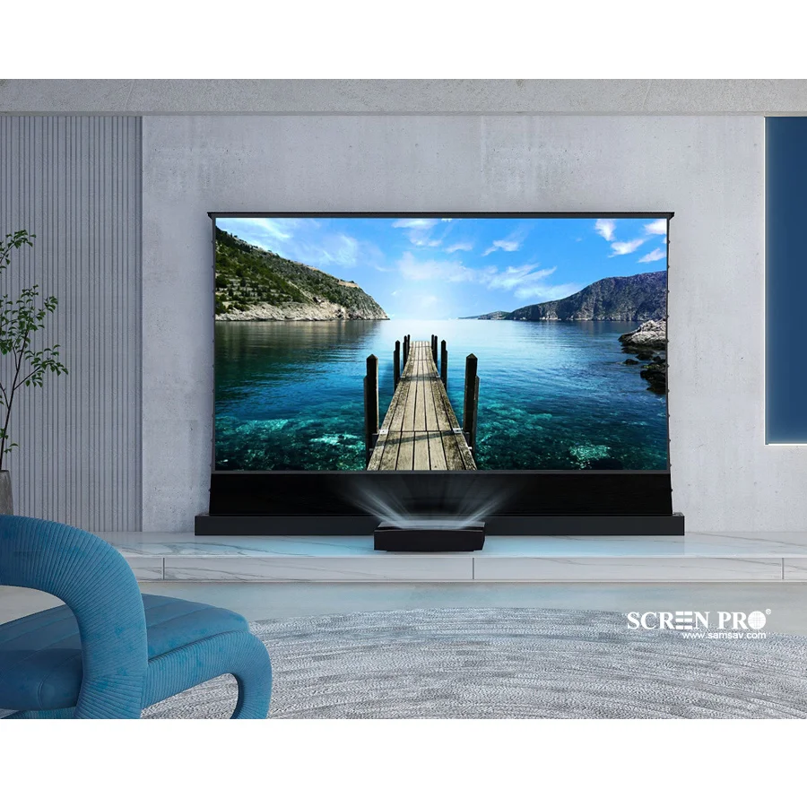 SCREEN PRO 135 inch electric floor rising alr ust screen for 4K Laser Projector motorized Ultra short throw movie screen