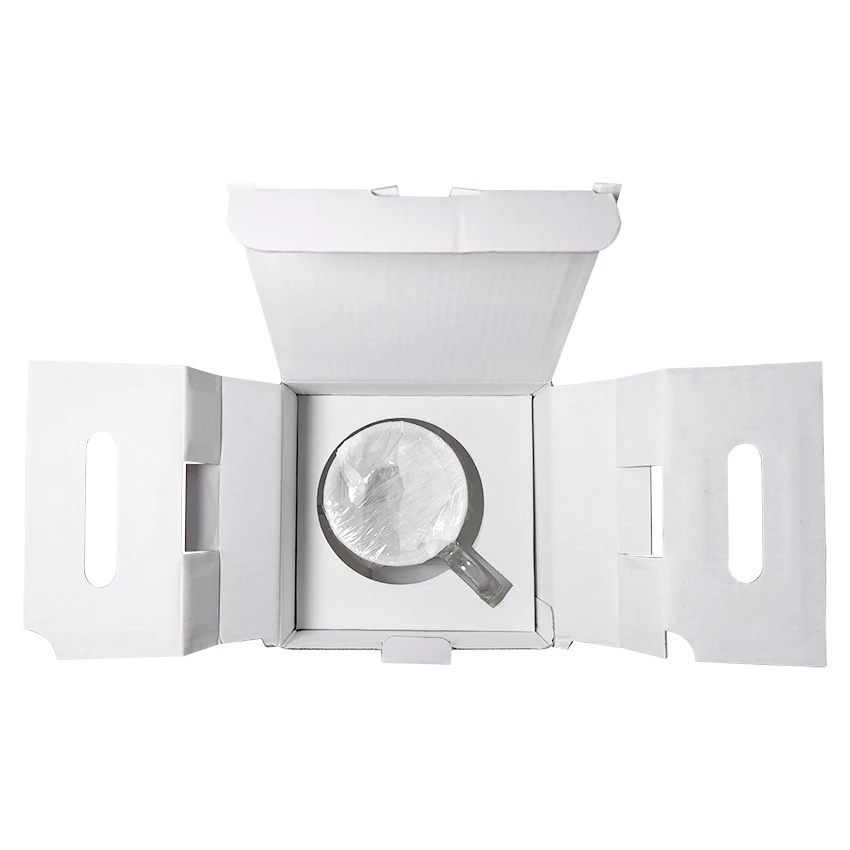 Custom Size Printed Firm E Flute White Corrugated Cardboard Mug Glass Cup Shipping Packaging Box with Insert