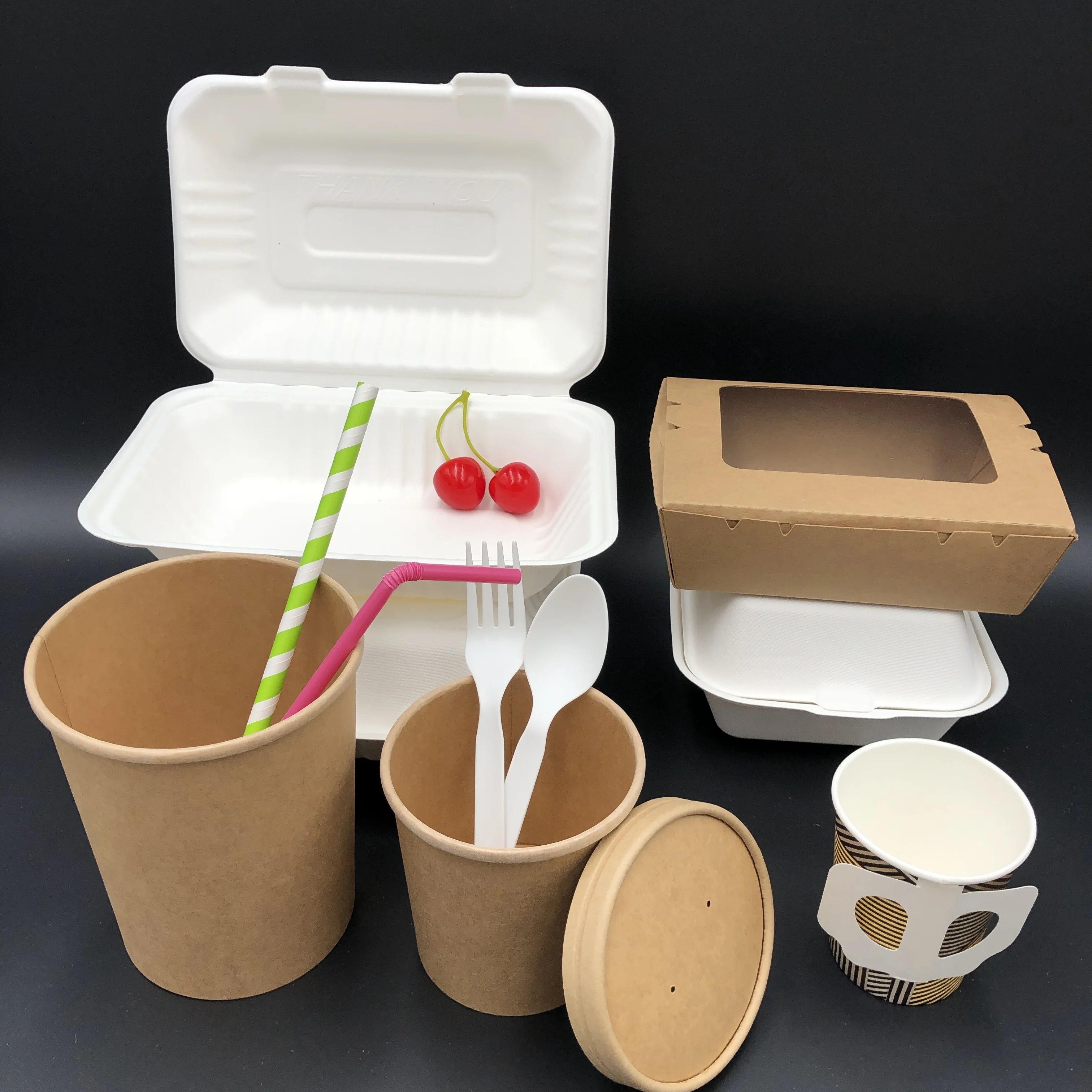 100% eco friendly disposable kraft paper soup cup container 20oz takeaway soup bowl for hot food packaging