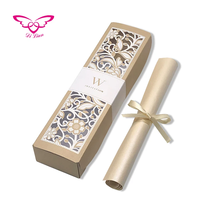 
New Style Luxury Scroll Wedding Invitation Card 
