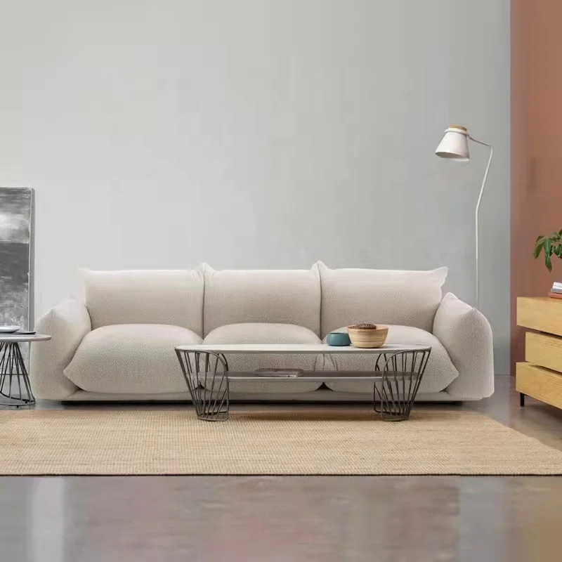 modern couch set living room white sectional cloud couch boucle floor Marenco sofa