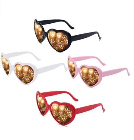 Hot Sale With Lens Diffraction Heart Shape 3D Glasses Patented Love Special Effect Sunglasses 2023