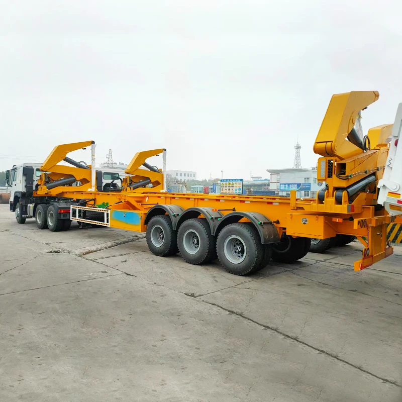3 Axle 40ft Skeleton Semi Trailer Self Loader Container Trailer Side Lifter Container Truck Trailer With Crane