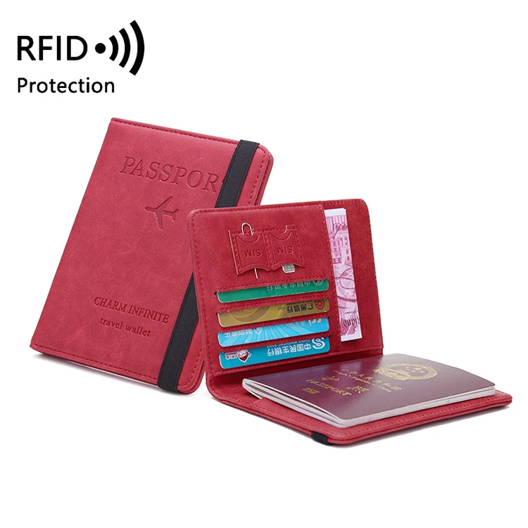 Hot Selling Rfid Blocking Pu Leather Passport Cover Multi Card Wallet Case Travel Passport Cover Holder