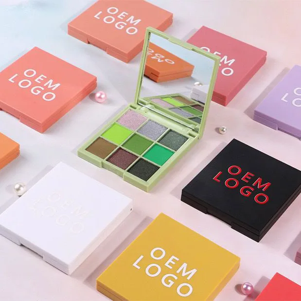 Nine Squares Grid Eye Shadow Palette Customizable Private Labels Available More Than 100 Colors Powder Glitter Eyeshadow