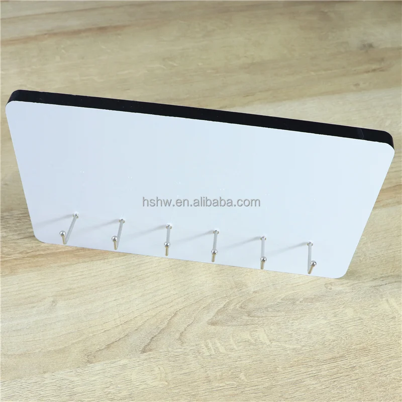 Wholesale 6 hooks 15mm Thick Printable Door Coat Rack MDF Wood Blank Sublimation Key Hangers