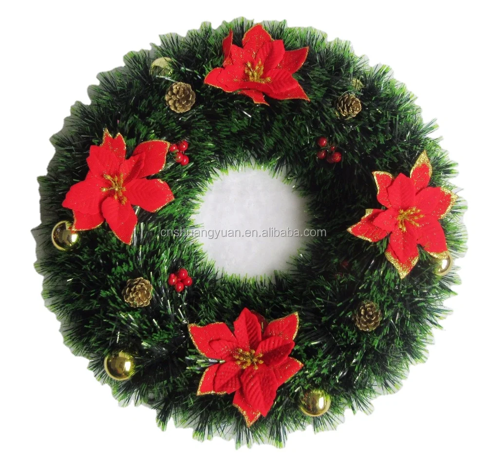 5cm*2meters cheap Green with white edge PET Tinsel Garland for party and festival and Christmas home decoration