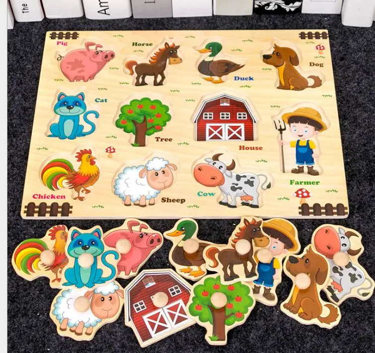 Educational Toy  Enjoy Alphabet Puzzles wooden upper case letter and number learning board toy for kids toddlers boys girls