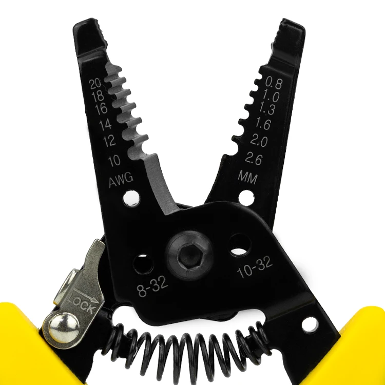 Multi-Function Yellow Wire Stripper Manual Cable Cutting Stripping Industrial Carbon Serrated