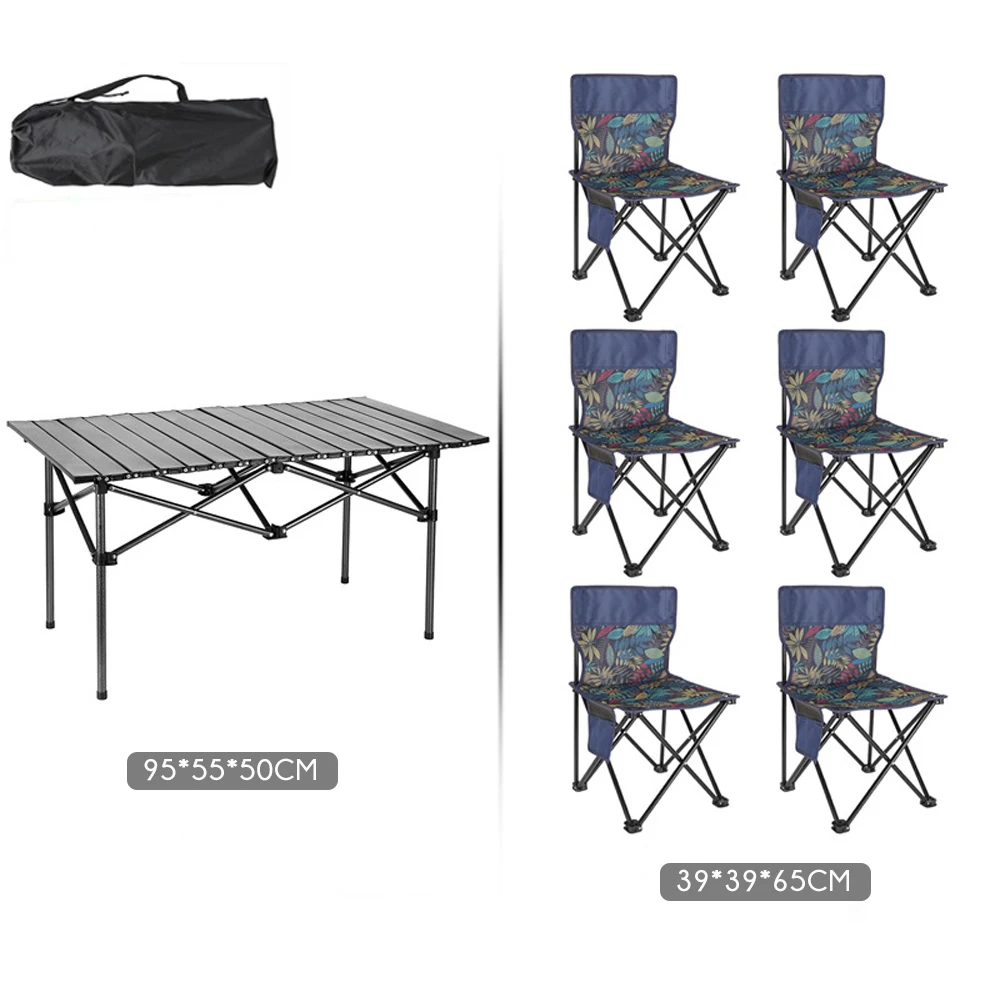 Outdoor Furniture Sets Portable Carbon Steel Foldable Dining BBQ Chairs Camping Folding Table And Chairs Set