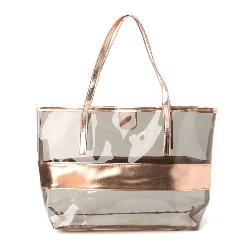 PVC Transparent Beach Tote Bag Handbags With Purse For Women & Girls Shoulder Bag
