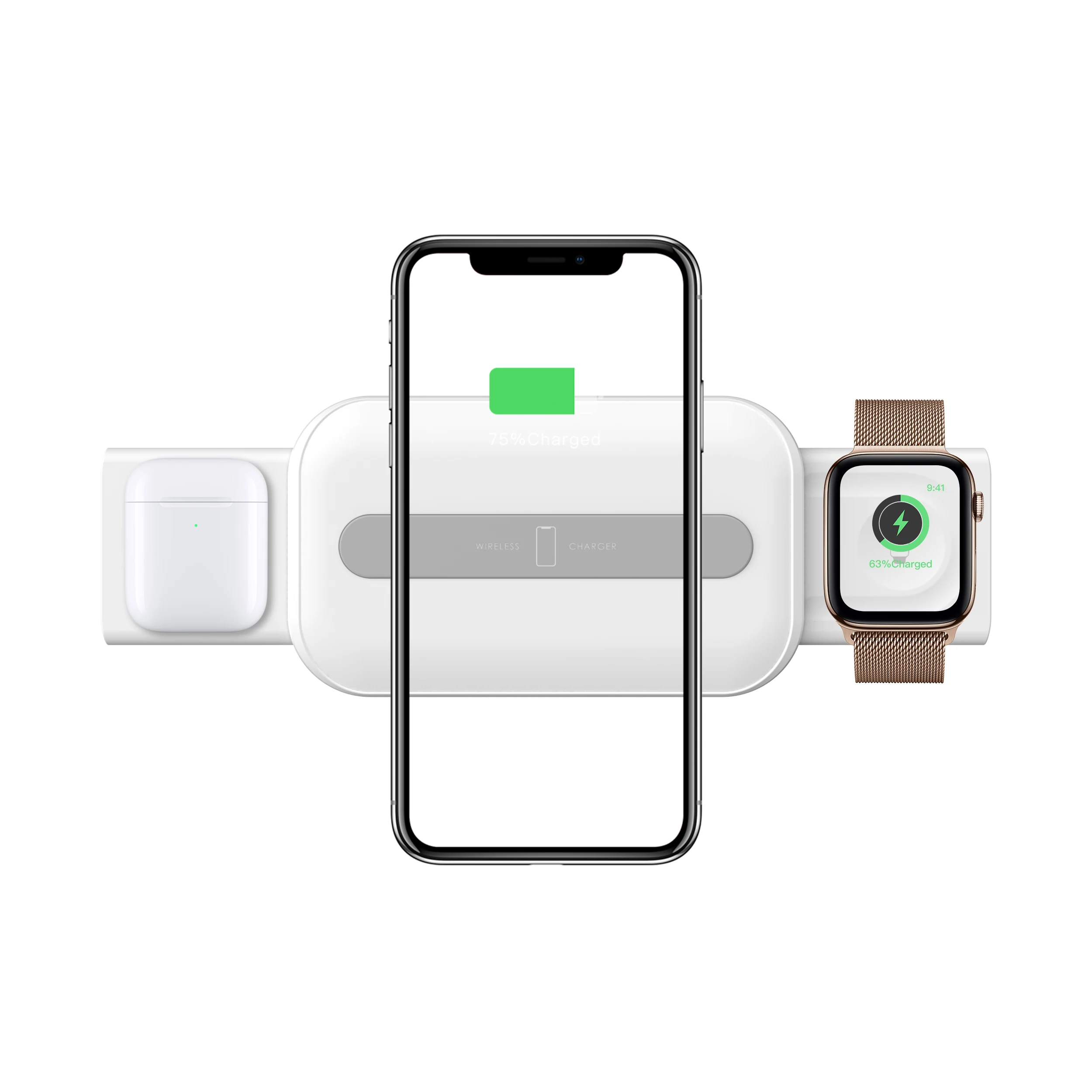  Новинка 2020 беспроводное быстрое зарядное устройство 3 в 1 Qi для iphone 12 AirPods Apple