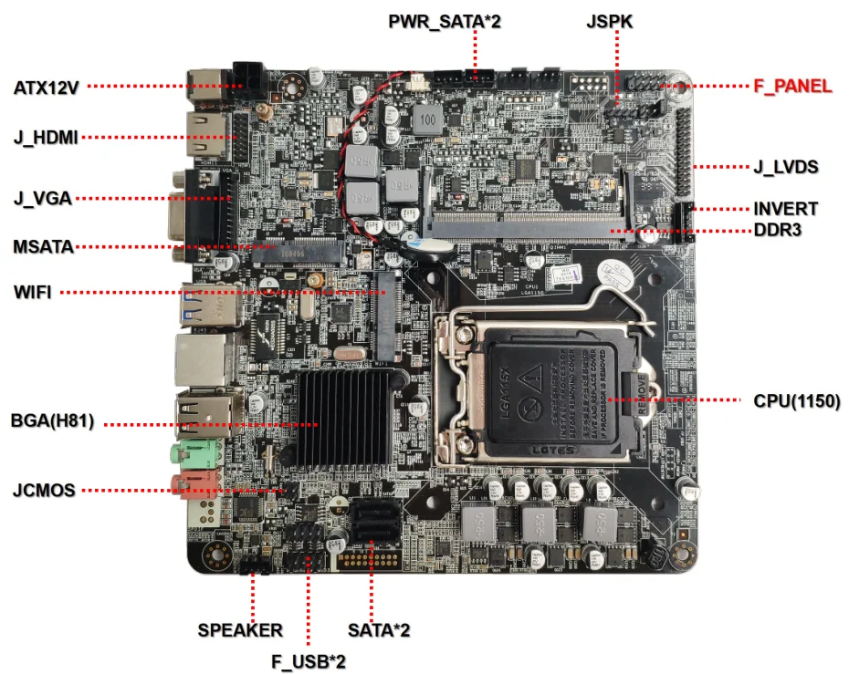 H81 chipset Mini ITX motherboard LGA1150 DDR3 Memory Channel support  LGA1150 socket CPU SATA 2.0 port