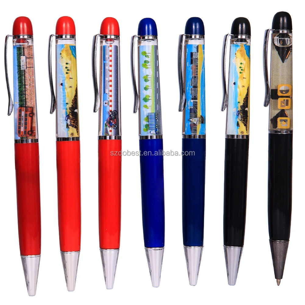 Wholesale Plastic Liquid Fancy Gel Pink Glitter PVC Branding Floating Liquid Pen